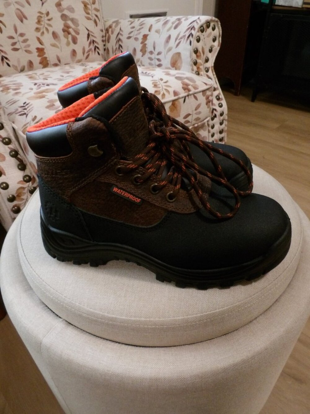Hytest Knox Waterproof Mens Work Boots | Steel Toe | Brown + Black | Size 4W